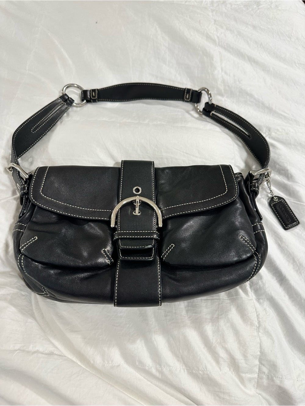 Coach Soho Black Leather Buckle Shoulder Bag
